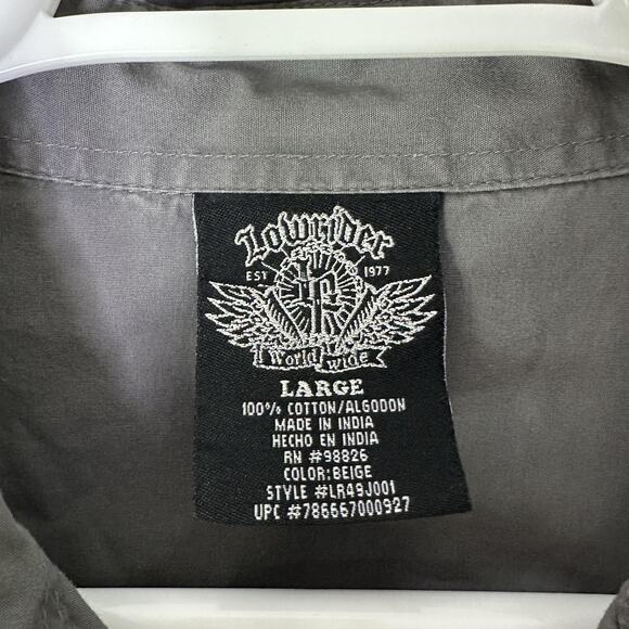 Vintage Lowrider Shirt Mens Large Gray Button Up Y2K Streetwear Hip Hop - Picture 4 of 5